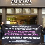 Protesters outside Ahava, London