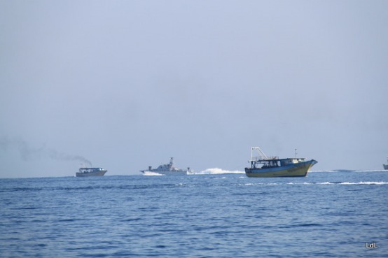Israeli occupation navy forces harassing fishermen