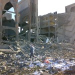 UNRWA refugee shelters, school and mosque in destroyed in Rafah, Gaza during Operation Cast Lead. (Photo: ISM)