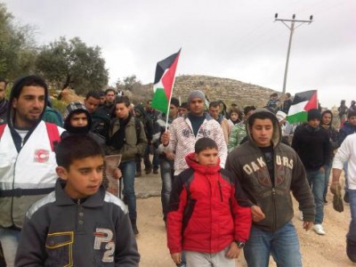 Demonstration in Qaryut (Photo by PSCC)