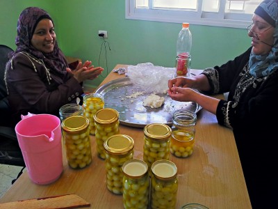 Local women work in the newly opened cheese factory in al-Aqaba.