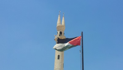 The distinctive double minaret of al-Aqaba mosque.