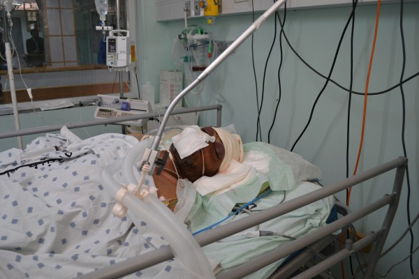 Karim Adel Al Baker, 51, in the hospital's Intensive Care Unit (Photo by Rosa Schiano)