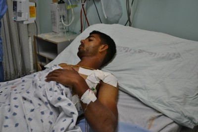 Amer Abu Hadayed, 20 years, hospitalized in the Intensive Care Unit of the European hospital (Photo: Rosa Schiano)