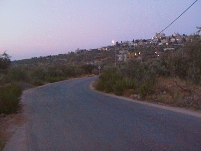 Road where Israeli army set up the flying checkpoint (Photo by ISM)