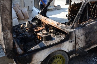 The family car after it was set on fire (Photo by ISM)