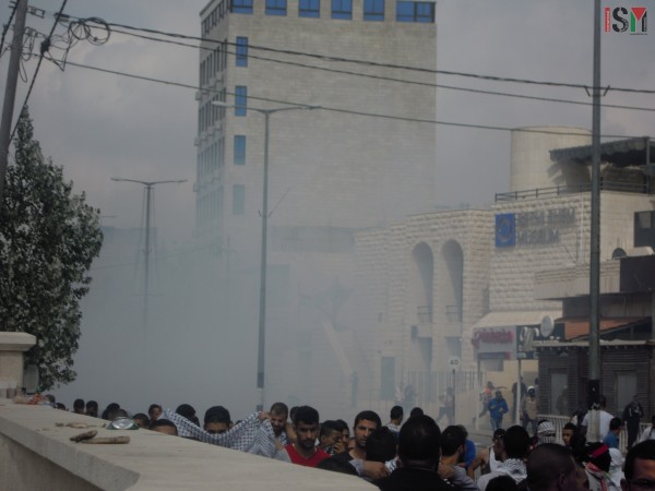 Israeli forces covered the streets with tear-gas