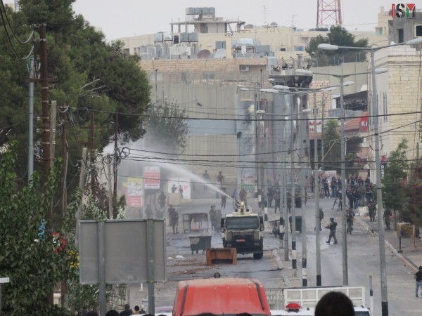 Israeli forces sprayed the streets with skunk water