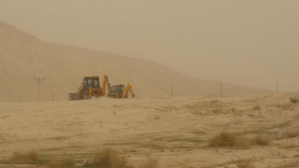 Israeli bulldozers seen preparing the Palestinian owned land in Fasayal, Jordan Valley.