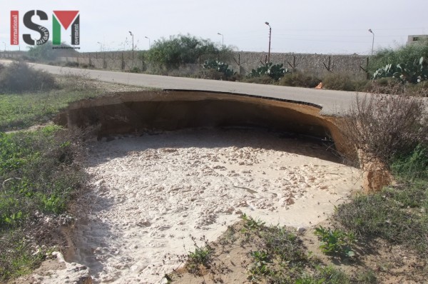 Road destroyed by land subsidence