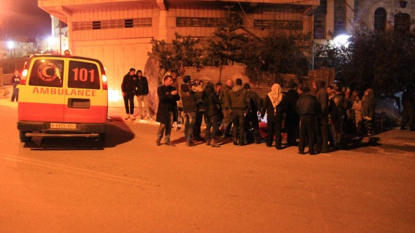 An ambulance arrives to take away injured Palestinians