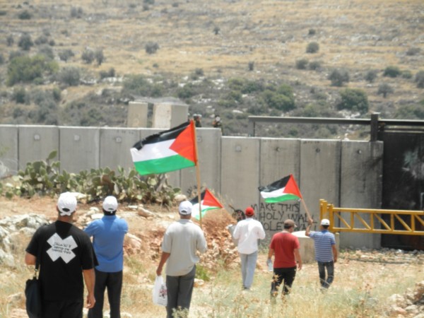 Photo from demonstration in Ni'lin. Photo credit: Palestine Solidarity Campaign