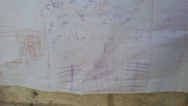 Children's drawing of Shuhada checkpoint