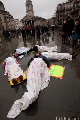 Die-In in Trafalgar Square to remember Gaza