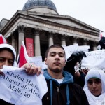 Demonstrators die-in in Trafalgar Square to remember Gaza