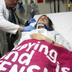 Rae Abileah in the hospital after being injured as police removed her from Congress.