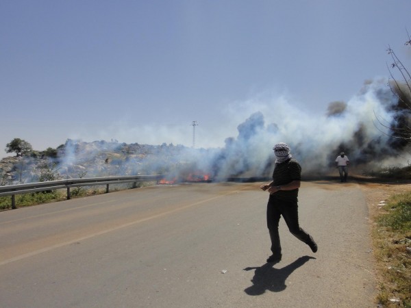 Tear gas fired onto the road at the end of today's demonstration