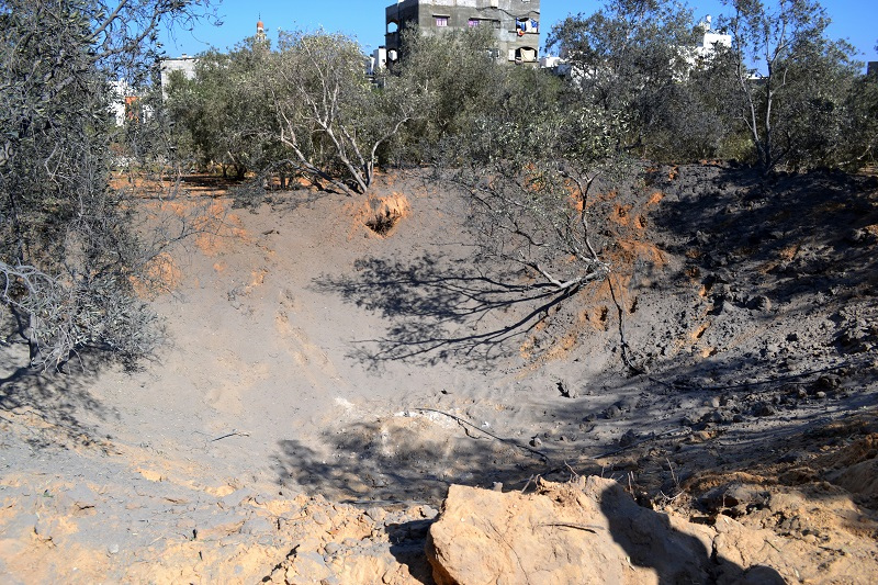 Photos: Israeli warplane strikes olive grove north of Gaza