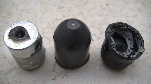 The three separate pieces of the canister fired at Palestinian demonstrators in the buffer zone – 2/11/13. (Photo by Corporate Watch)
