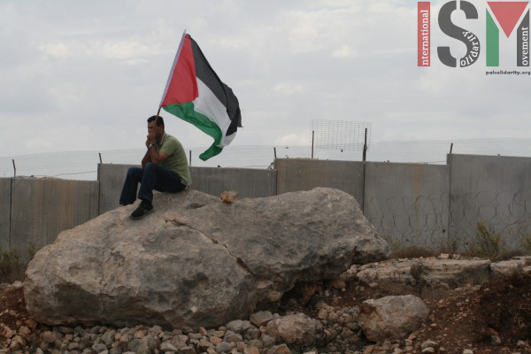 Abdallah at a demonstration in Bil'in on November 9th, 2012.