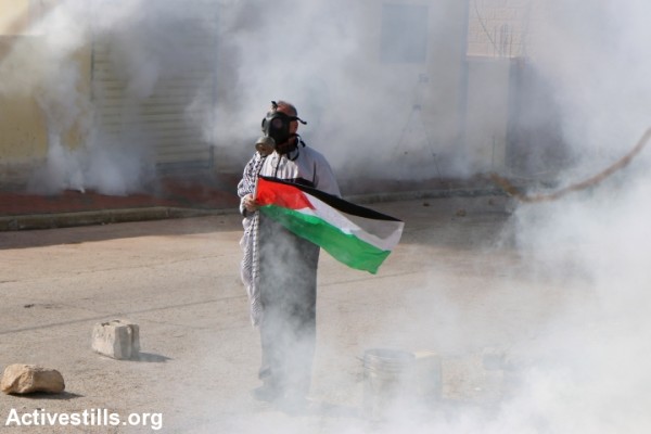 Palestinians protest against Israeli occupation, Kafr Qaddum, West Bank, January 23, 2015. (ActiveStills)