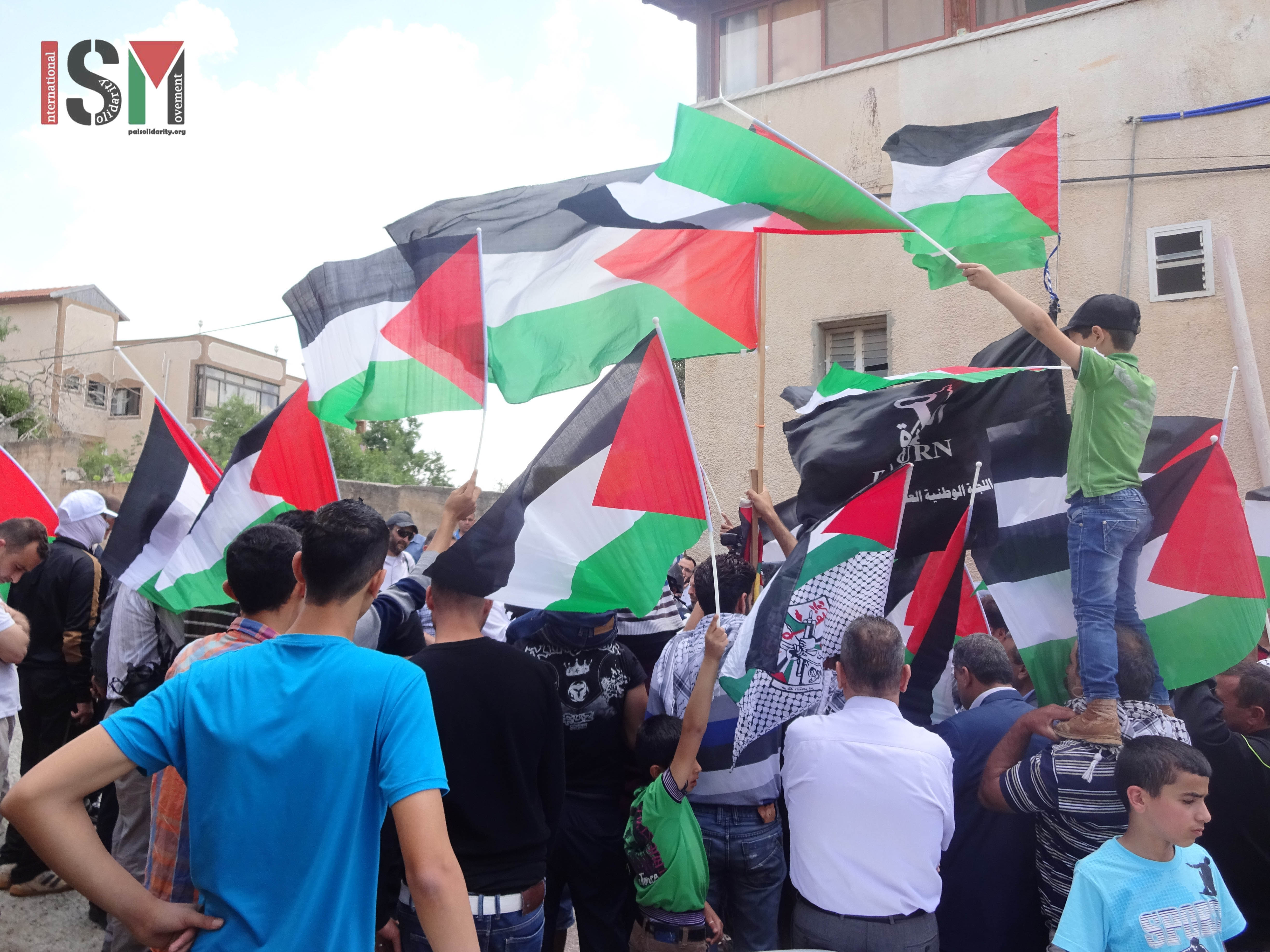 Demonstrators assemble at Kfar Qaddum on Nakba Day