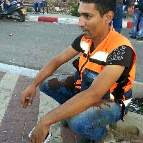 Ahmad in his work as a medic at demonstrations near Ramallah in October