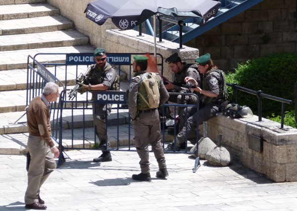 Armed to the teeth border police are a very intimidating presence