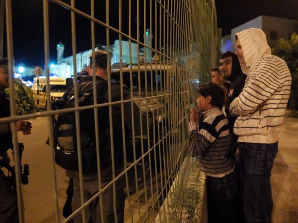 Palestinian boys excluded from celebration on their land. Photo credit: ISM