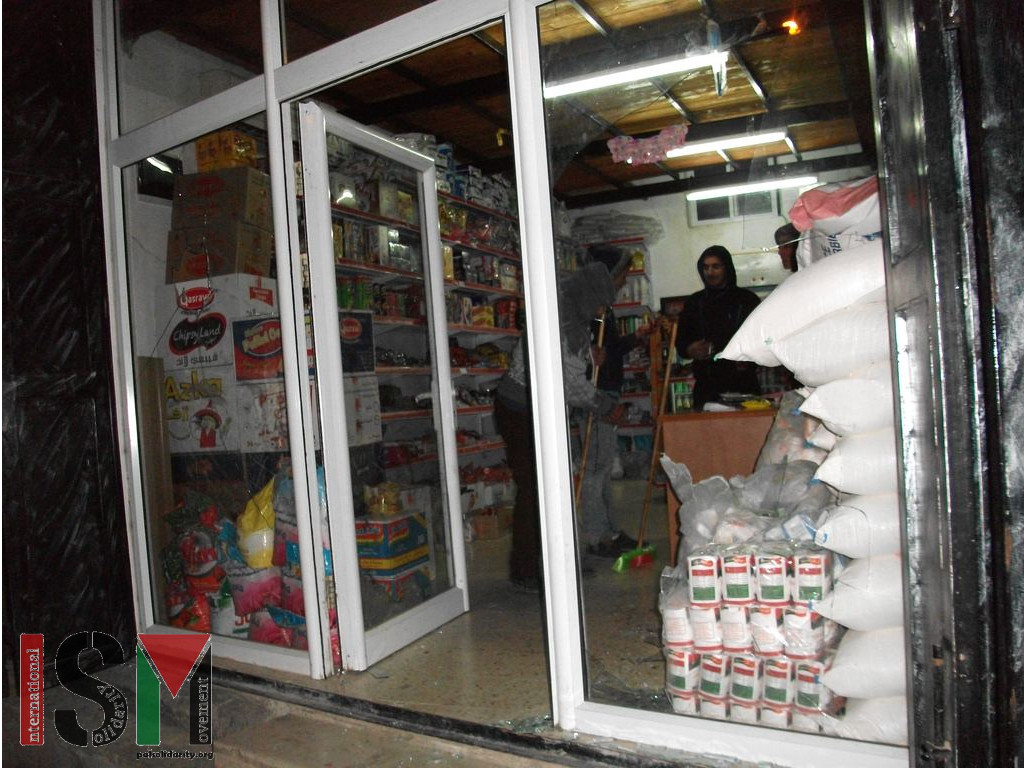 Shop owner in Hebron got both his front-windows smashed by celebrating settlers.