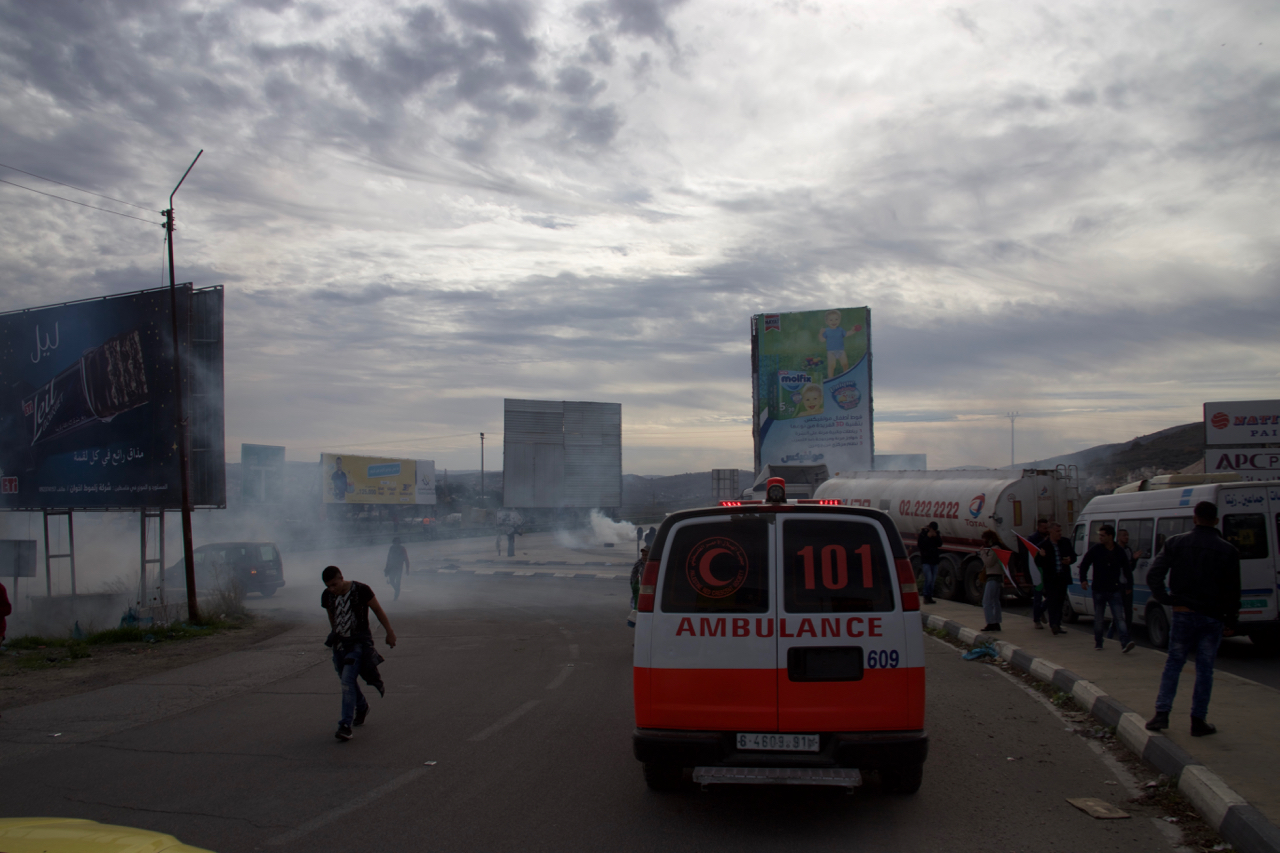 Demonstrators in Nablus met with violence by the Israeli Occupation forces