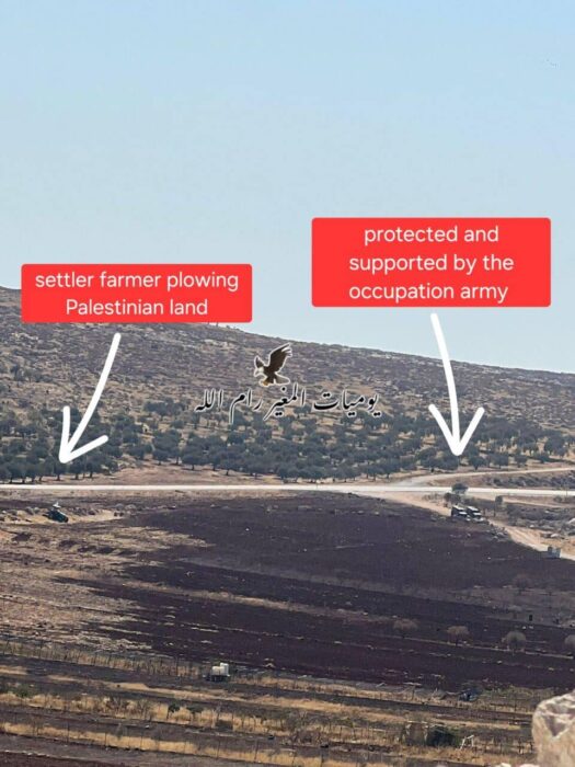 Image showing the Israeli army supporting settlers taking over Palestinian land