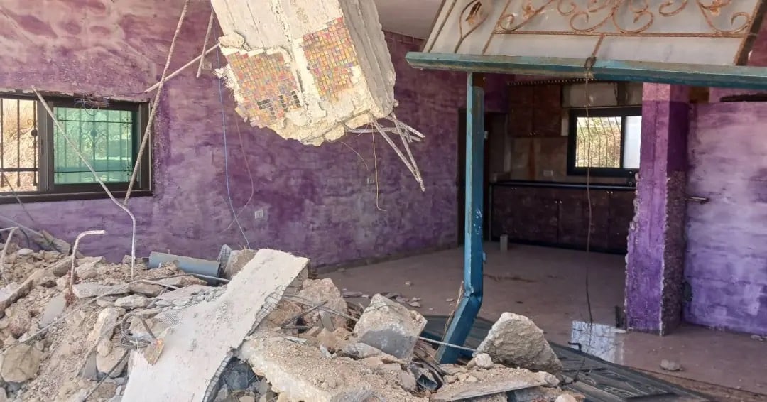 Israeli army demolish Palestinian home in the town of Bruqin