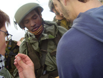 Matan Cohen challenging border police in Biet Sira a day before he was shot